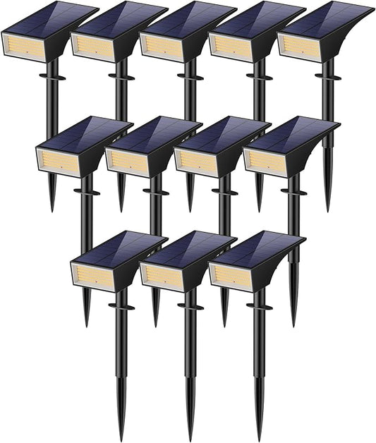 Koicaxy Solar Lights Outdoor Waterproof 12 Pack IP65, 100 LEDs 4 Light Modes, Higher Charging Efficiency, Auto On/Off Solar Landscape Spotlights for Garden Decor Yard Pathway Patio - Warm White SOLARSPOTLIGHTS