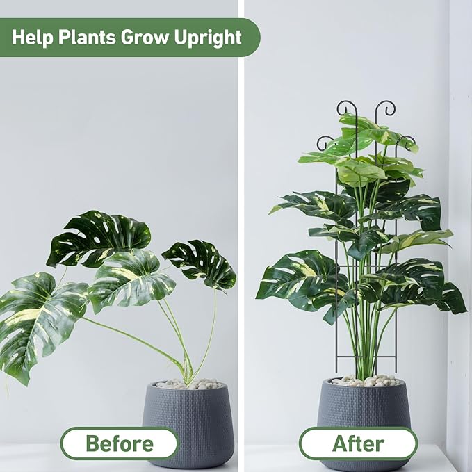 32.6in Tall Plant Trellis Indoor, Metal Garden Trellis for Climbing Plants, Expandable Trellis for Potted Plants for Ivy Pothos Hoya Monstera, 2 Pack Xeeol