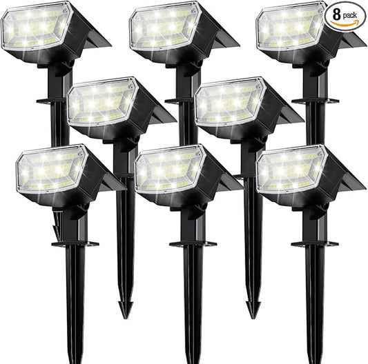 TECKNET Spot Lights Outdoor with 59 LED, 8 Pack Solar Lights Waterproof IP65, Auto On/Off Solar Spot Lights Outdoor, 3 Lighting Modes Solar Powered Garden, 2-in-1 Solars Landscape Light(Cool White) Tecknet