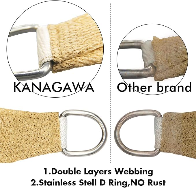 KANAGAWA 18'X22' Sand Custom Size Sun Shade Sail Rectangle UV Block Canopy Cover for Patio Backyard Lawn Garden Outdoor (Customized Available) KANAGAWA