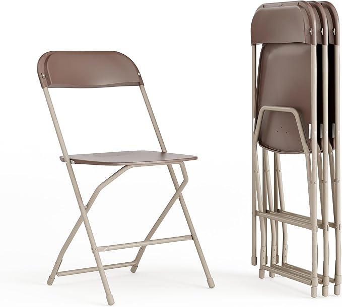 Flash Furniture Hercules Series Plastic Folding Chair - Brown - 4 Pack 650LB Weight Capacity Comfortable Event Chair-Lightweight Folding Chair FlashFurniture
