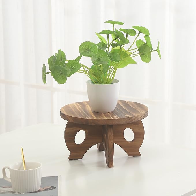 Plant Stand Indoor Wooden Plant Stool Round Stand Risers for Decor Plant Pedestal Stand Farmhouse Rustic Decorative Display Flower Holder Pedestal Board Brown VZODESR