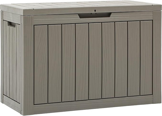 YITAHOME 45 Gallon Deck Box, Outdoor Storage Box for Patio Cushions, Outdoor Tools, Gardening Tools, Sports Equipment, and Throw Pillows, Lockable and Waterproof, Brown YITAHOME