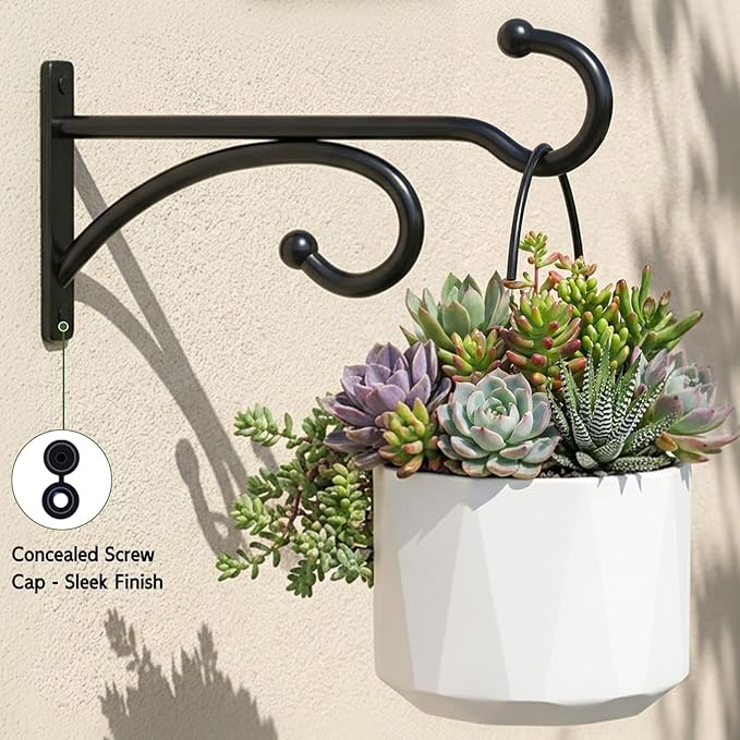 2Pack 6 Inch Plant Hangers for Hanging Baskets, Hanger for Indoor and Outdoor Plant Pots Holder, Wall Hook for Planters, Flower Basket, Wind Chimes, Lantern, Light, Bird Feeder, Home Décor-White AnDocK