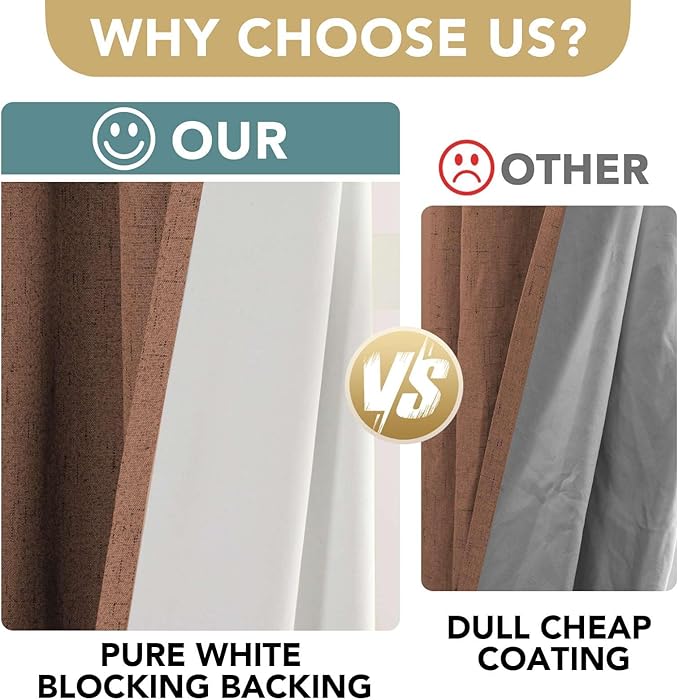 H.VERSAILTEX 100% Blackout Curtains for Bedroom Thermal Insulated Linen Textured Curtains Heat and Full Light Blocking Drapes Living Room Curtains 2 Panel Sets, Washed Spice, 52x54 Inch HVERSAILTEX