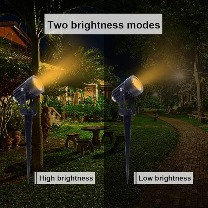 APONUO Metal Solar Spot Lights Outdoor with 9.8ft Cable Solar Powered Landscape Lighting Low Voltage IP65 Waterproof Auto On/Off for Outside Garden Yard Landscape Pathway Garage-Warm White(4-in-1) APONUO
