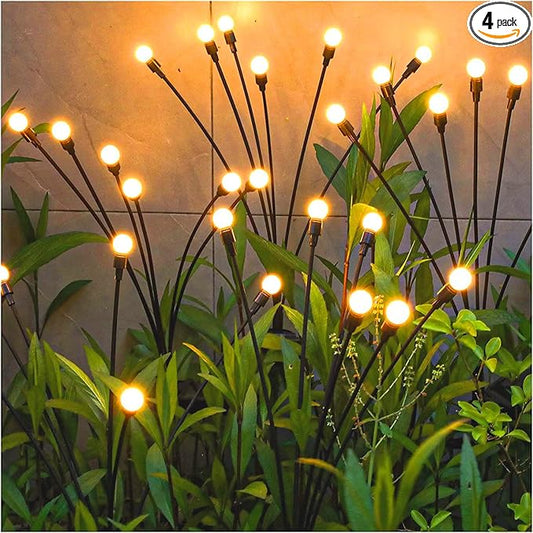 TONULAX Solar Garden Lights - Upgraded Solar Swaying Light, Sway by Wind, Outdoor Lights, Yard Patio Pathway Decoration, High Flexibility Iron Wire & Heavy Bulb Base, Warm White (4 Pack) TONULAX