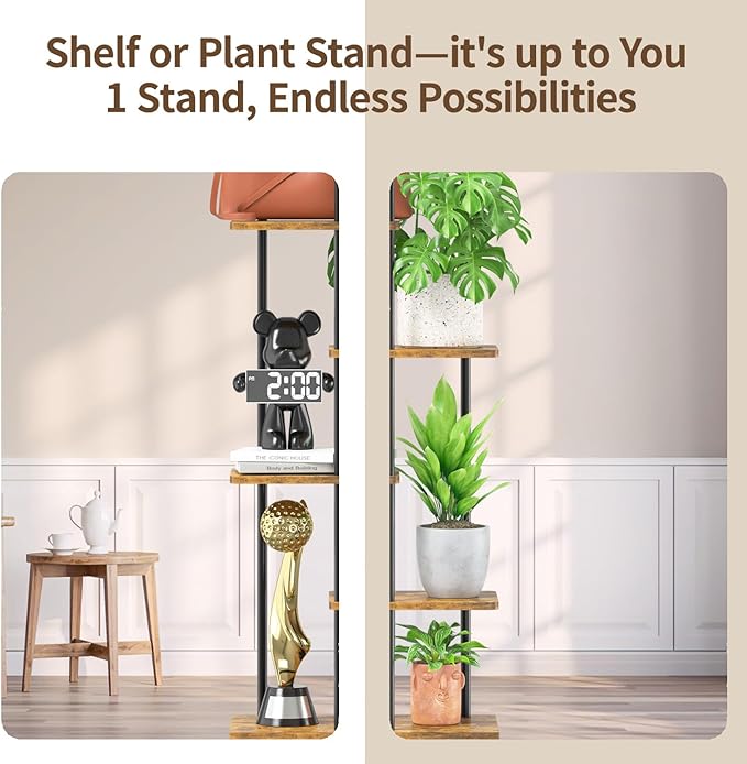 LASZOLA Black 6 Tiered Wood Plant Stand Indoor for Larger Heavy Duty Planter, Sturdy Multi Level Vertical Flowers Racks for Narrow Inside Floor, Decorate Shelving for Hold House Tree, Space Saving LASZOLA