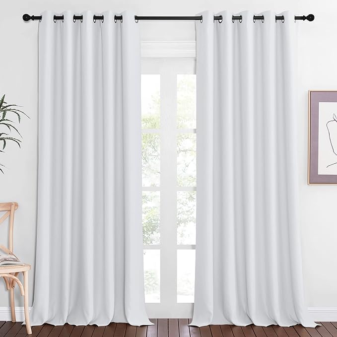 NICETOWN Room Divider Curtain 110 inches Long, Grommet Room Darkening Curtain Thermal Window Treatment Sound Dampening for Sliding Glass Door, Greyish White, W66 x L110, 1 Panel NICETOWN