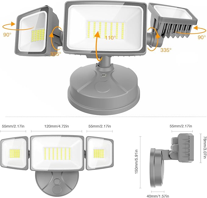 Onforu 75W LED Security Light, 7000LM Brightness Outdoor Flood Light Fixture Switch Controlled, IP65 Waterproof, 6500K White Wall Mount Exterior Security Floodlight for Eave, Yard, Garage, Porch Onforu