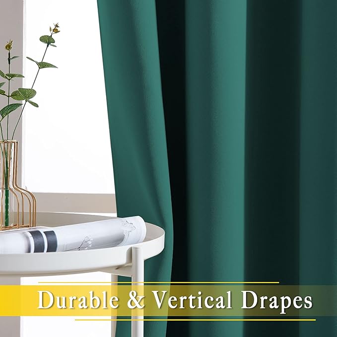 NICETOWN Bedroom Window Blackout Curtain Panel - Home Decoration Thermal Insulated Blackout Drape/Drapery for Loft, Guestroom (Hunter Green, 1 Panel, 80 x 84 inch) NICETOWN