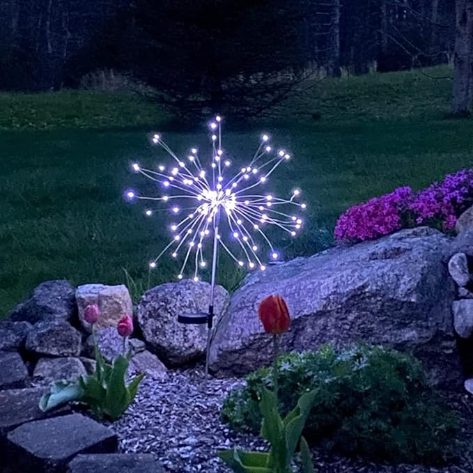 JJGoo Solar Firework Lights, 2 Pack 180 LEDs 2 Lighting Modes Solar Lights Outdoor Waterproof for Garden Patio Walkway Pathway Party Wedding Christmas Decorative - Cool White JJGoo