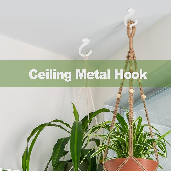 2PCS Ceiling Hooks for Hanging Plants,Heavy Duty Plant Swag Hooks,Hanging Planter Wall Hook, Indoor and Outdoor Plant Hangers Aidoclip