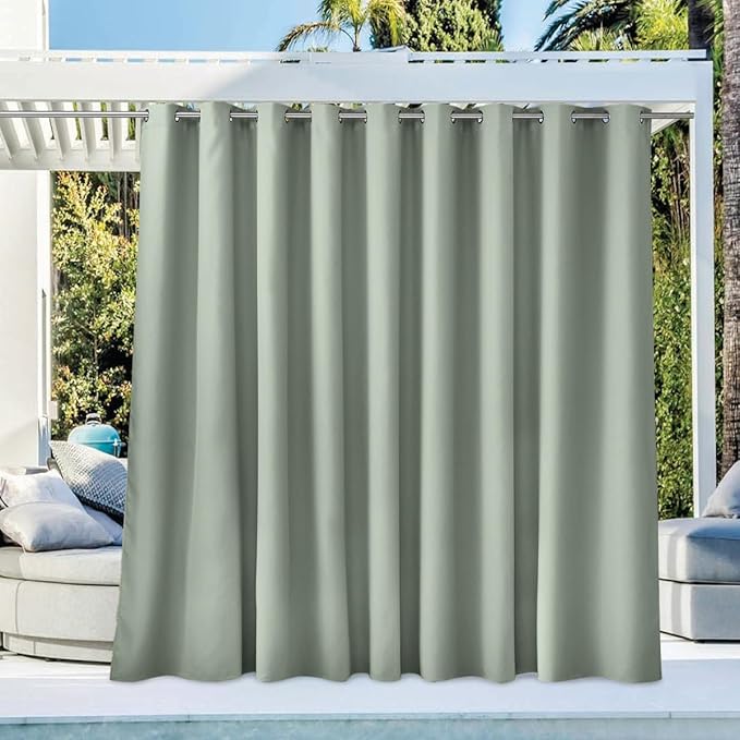 NICETOWN Outdoor Curtainch for Patio Waterproof 140 inch Wide, Rustproof Grommet Thermal Insulated UV Blocking Cabana Curtainch & Drape, Privacy Safe Shade for Gazebo, Sage Green, 1 PC, 84-Inch Long NICETOWN