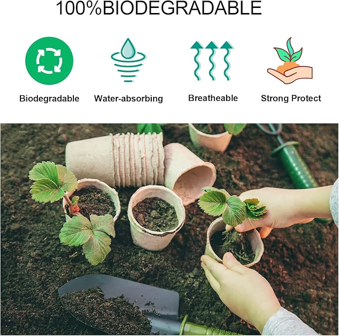 JERIA 50-Pack 3.15 Inch Peat Pots for Seedling with 50 Pcs Plant Labels,Outdoor Garden Germination Nursery Pots,Biodegradable Seed Starter Pots Kits JERIA