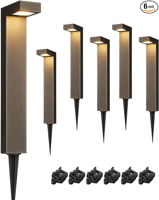 EDISHINE Low Voltage Landscape Lighting, 3.2W 3000K 50,000Hrs Electric LED Pathway Lights Wired, 12V Waterproof Outdoor Landscape Path Lights, Modern Aluminum Housing for Driveway Garden, 6Pack EDISHINE