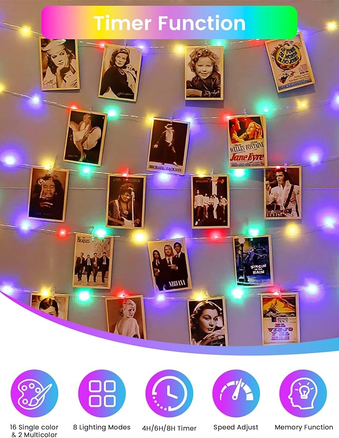 RGB Color Changing 33Ft 100LED St. Patrick's Day Fairy Lights Battery Operated, Waterproof String Lights USB Powered with Timer for Indoor & Outdoor, 18 Colors & Multicolor for Bedroom Christmas Decor BHCLIGHT