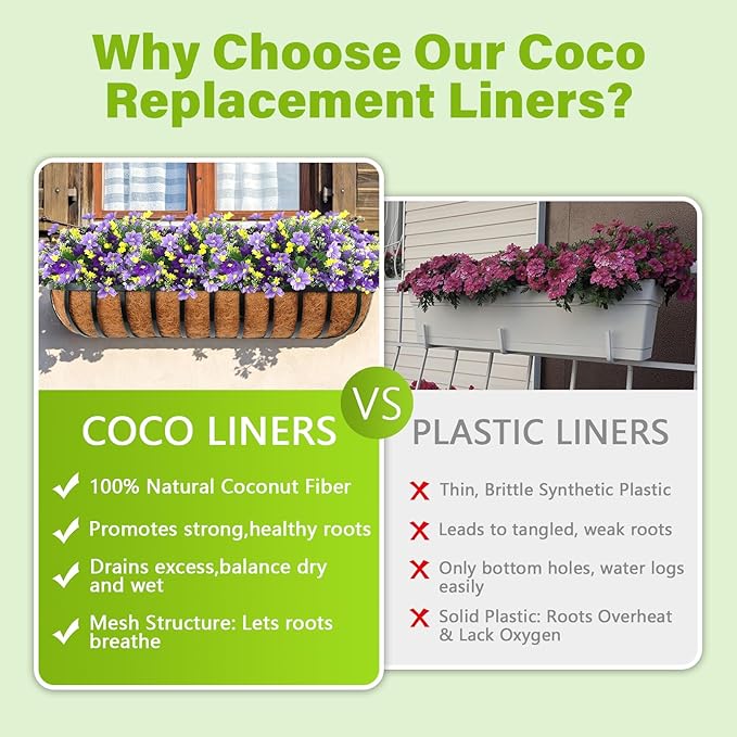 Legigo 4 Pack Trough Coco Liner for Planters- 30 Inch Window Box Liners Coconut Coir Basket Liners, Planter Box Coconut Liner for Window Flower Box Pots, Fence Trough Planter, Wall Planter Basket Legigo