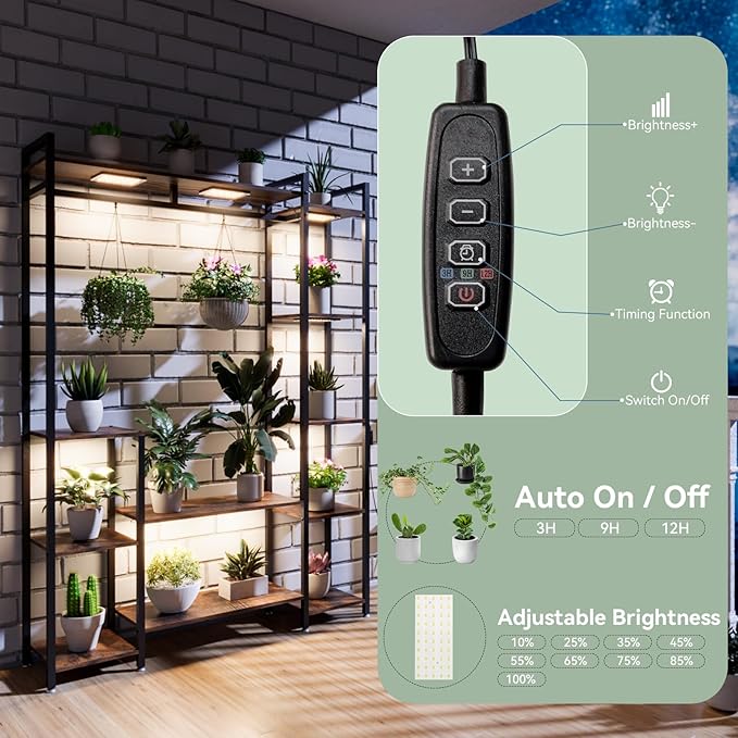 Plant Stand Indoor with Grow Lights 11 Tiered Wood Indoor Plant Shelf 62" Tall Plant Stand Metal Frame for Indoor Plants Multiple Flower Pot Holder, Large Plant Rack for Living Room Patio Corner Rootora