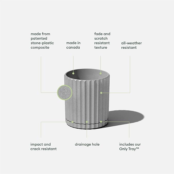 Veradek Demi Series Demi 6" Planter w/Tray, Grey VeradekOutdoor