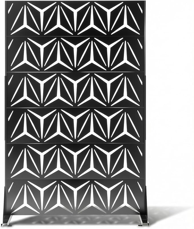 VINGLI Privacy Fence Panels, 72H’’ x 47W’’ Metal Privacy Screen Freestanding, Decorative Privacy Panels for Patio Garden Pool, Outdoor & Indoor (Y-Shaped) VINGLI