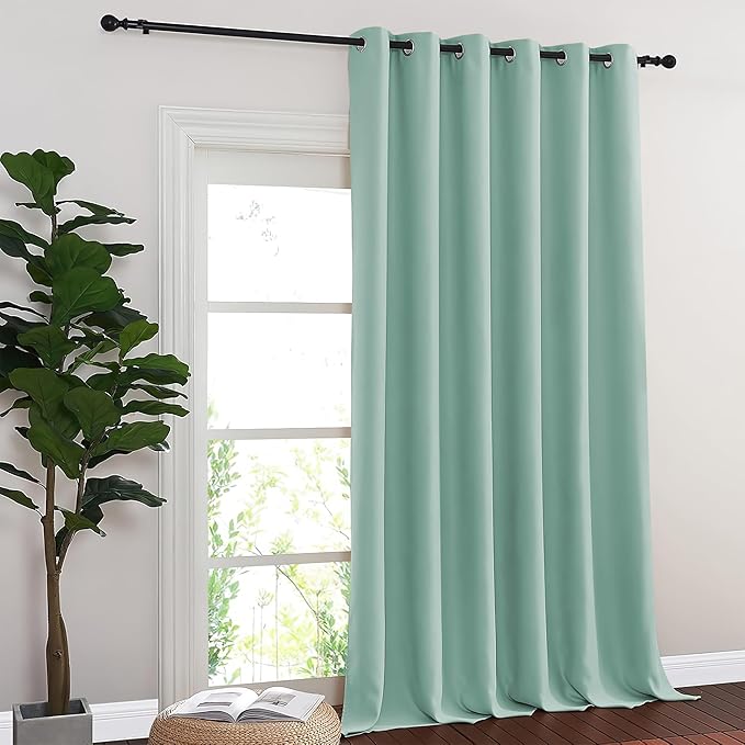 NICETOWN Blackout Sliding Glass Door Curtains, Room Darkening Thermal Insulated Curtains for Living Room Bedroom, Extra Wide Window Drapes, 1 Panel, W80 x L118, Aqua Blue NICETOWN