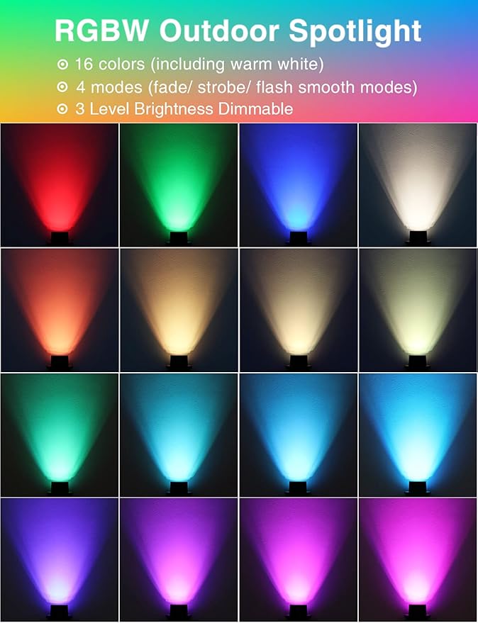 SUNVIE RGBW Low Voltage Landscape Lighting Color Changing 12W Waterproof Well Lights Landscape LED In Ground 12-24V Dimmable Paver Lights with Connectors for Pathway Garden Yard Fence Deck, 8 Pack SUNVIE