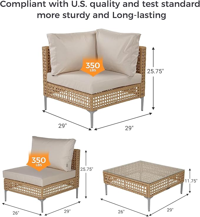 Grand patio 10-Piece Wicker Patio Furniture Set with Lift Top Coffee Storage Table, Outdoor Conversation Set Sectional Sofa with Water Resistant Thick Cushions, Cream GrandPatio