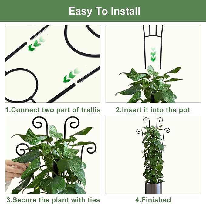 32.6in Monstera Plant Support Stakes for Indoor Plants, Metal Garden Plant Trellis for Climbing Plants, Pothos Vine Snake Climber Support，2p COOMIN