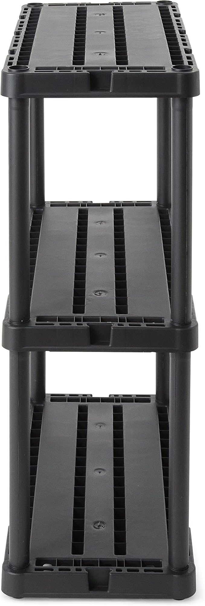 Gracious Living 3 Pack Light Duty Storage Shelves, Knect-A-Shelf 3-Shelf Ventilated Shelving Rack Organizer for Home, Garage, Basement, Laundry, Black GraciousLiving