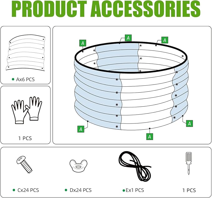 SnugNiture 2x2x1ft Round Galvanized Raised Garden Bed Kit Outdoor, Metal Planter Box for Planting Plants Vegetables, Brown snugniture