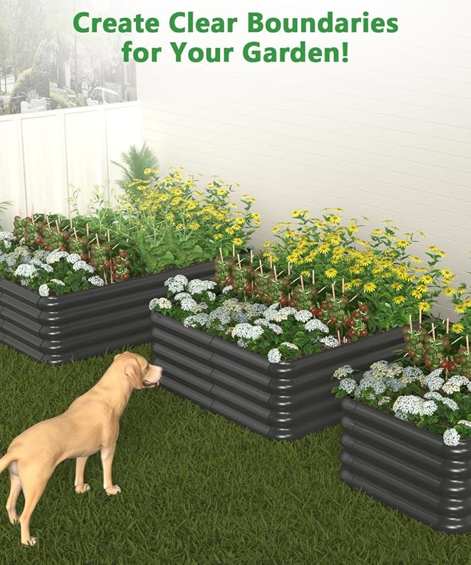 3.0x3.0x1.0ft Raised Garden Bed Kit, Rustproof PP Material Garden Box, Flower Bed with Tool-Free Assembly Design, Square Planter Boxes for Outdoor Plants Vegetables Flower Fruit Herb, Black Sprimden
