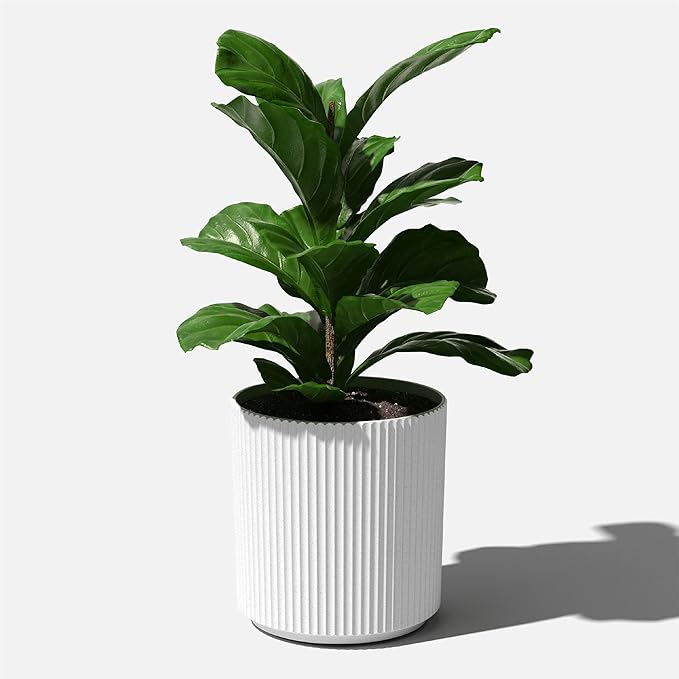 Veradek Demi Series Round Planter for Porch, Patio, Backyard | Durable Plastic-Concrete Material | Modern Décor for Tall Plants, Flowers VeradekOutdoor
