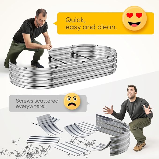 KING BIRD Raised Garden Bed Kit 2026 Upgraded 10-Minute Assembly Galvanized Planter Garden Box Outdoor for Gardening, Vegetables, Flowers, 47x24x12 in, Dark Grey KINGBIRD