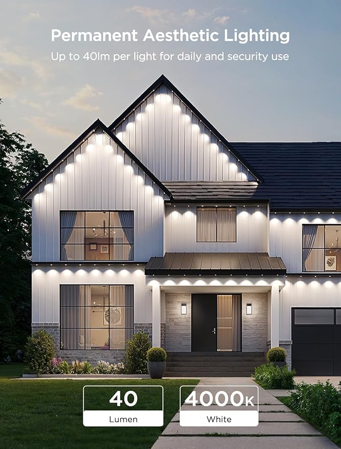 Govee Permanent Outdoor Lights 2, 100ft RGBIC Outdoor Lights with 16 Million Colors and 100 Scene Modes, IP67 Waterproof, Holiday & Party Decorations, Works with Alexa, Google Assistant, White Govee