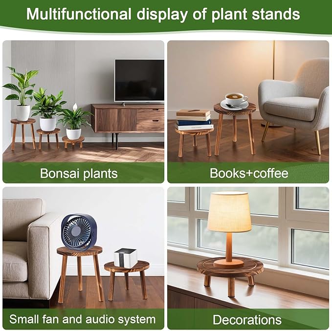 Plant Stand Indoor,3 Pcs Corner Plant Stand,Plant Shelf,Potting Bench,Suitable for Indoor and Outdoor Scenarios Such as Balcony,Living Room,Office,Small Corner Space and Courtyard. Rootora