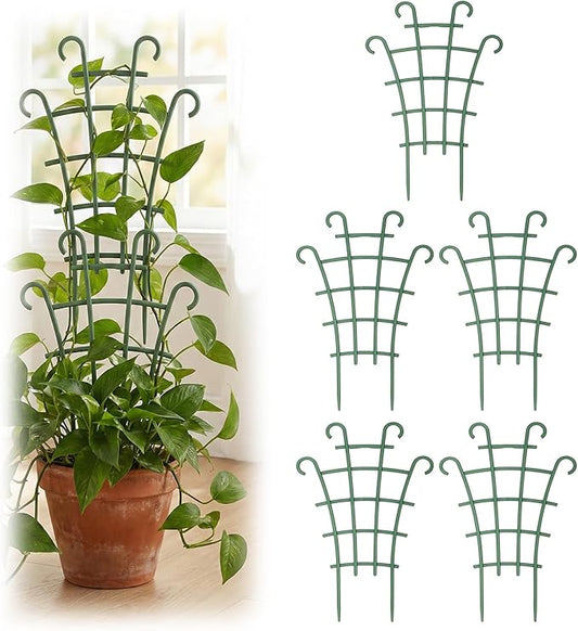 5 Pcs Trellis for Potted Plants,Stackable Plant Trellis for Climbing Plants Indoor, Small Plastic Support for Vine Ivy Hoya Houseplants Flower Plant Support Rootora