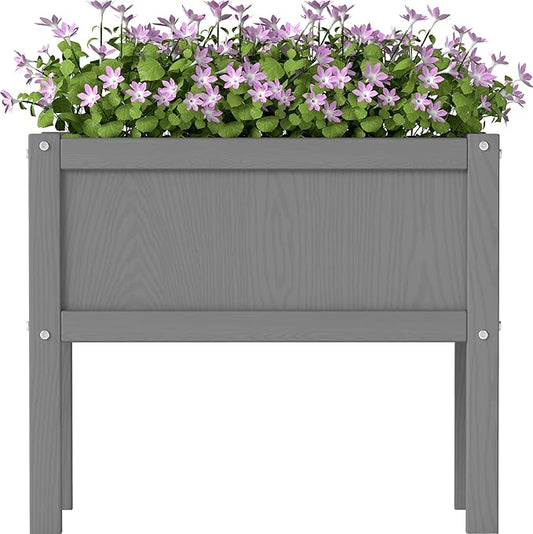 Raised Garden Bed with Drainage Hole Waterproof HDPE Elevated Planter Box with Legs Stable and Durable to Plant Herb Vegetable Flower,Patio,Balcony Outdoors/Indoors Gray KETOYARK