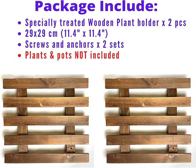 ShopLaLa Wall Planter - 2 Pack Wooden Hanging Succulent Wall Decor, Live Air Plants Orchids Wall Mounted Holder Frame Display for Indoor Outdoor, Living Plant Wall Decor Balcony Garden ShopLaLa
