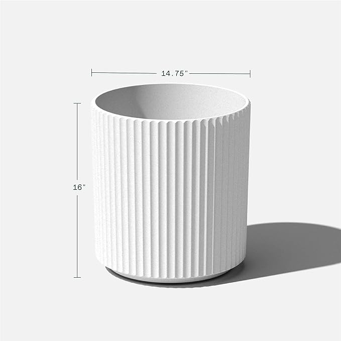 Veradek Demi Series Round Planter for Porch, Patio, Backyard | Durable Plastic-Concrete Material | Modern Décor for Tall Plants, Flowers VeradekOutdoor