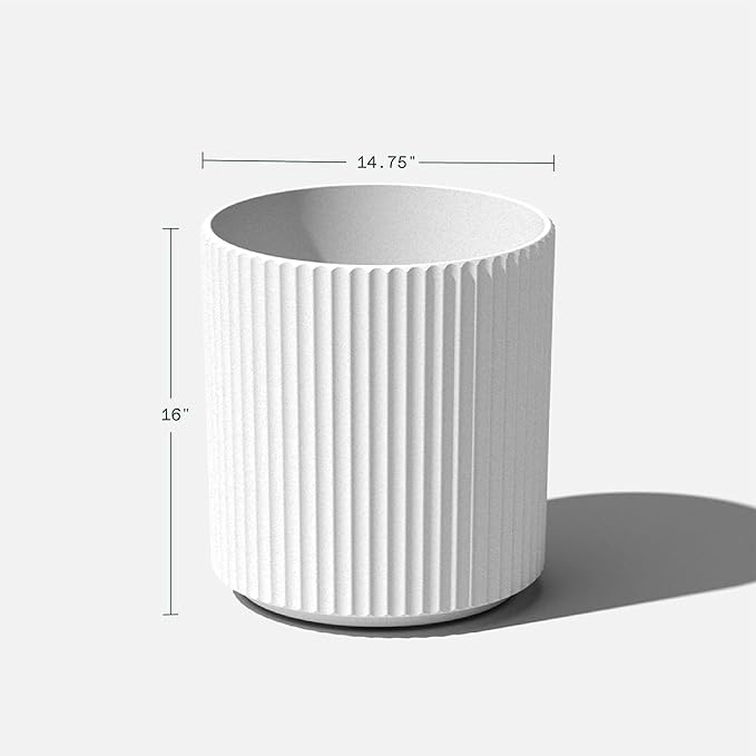 Veradek Demi Series Round Planter for Porch, Patio, Backyard | Durable Plastic-Stone Composite Material | Modern Décor for Tall Plants, Flowers VeradekOutdoor