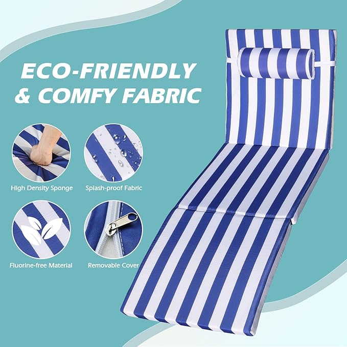 Chaise Lounge Chairs Outdoor Set of 2, Comfy Outside Wicker Patio Pool Lounge Chair w/ 5 Adjustable Back Angle, Cup Holder, Thicken Cushion ZZWHOM