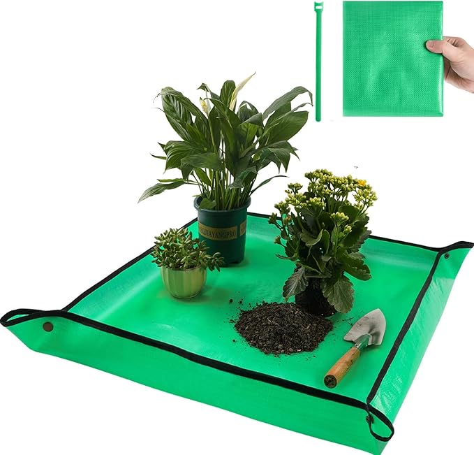 Repotting Mat for Indoor Plant Transplanting Control Mess, 26.8"X26.8" Waterproof Succulent Potting Mat Square Planting Tray Soil Change Mat Gardening Gifts for Plant Lovers FocusonGardeningProjects
