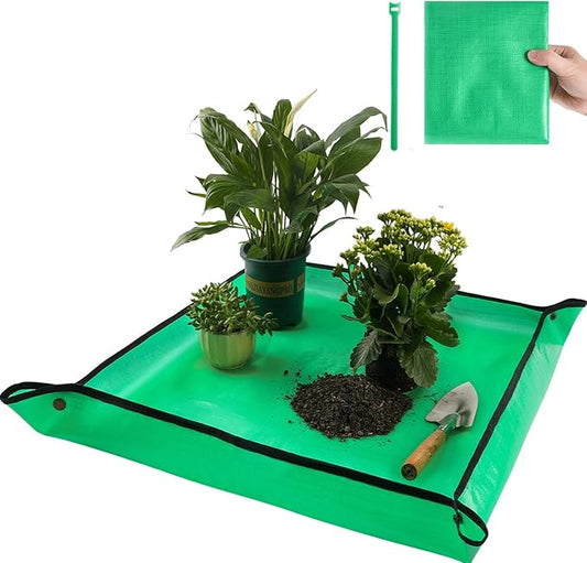 Repotting Mat for Indoor Plant Transplanting Control Mess, 26.8"X26.8" Waterproof Succulent Potting Mat Square Planting Tray Soil Change Mat Gardening Gifts for Plant Lovers FocusonGardeningProjects