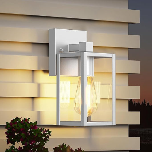WIHTU Outdoor Lights for House, LED Exterior Front Porch Light Fixtures for Outside, Waterproof Wall Light Outdoor, Sconce Lights for Patio, Garage, Doorway, Entryway (Silver) WIHTU