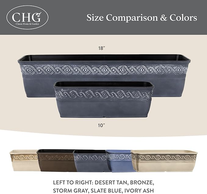 Classic Home and Garden Corinthian Trough Planter, 10", Bronze ClassicHomeandGarden