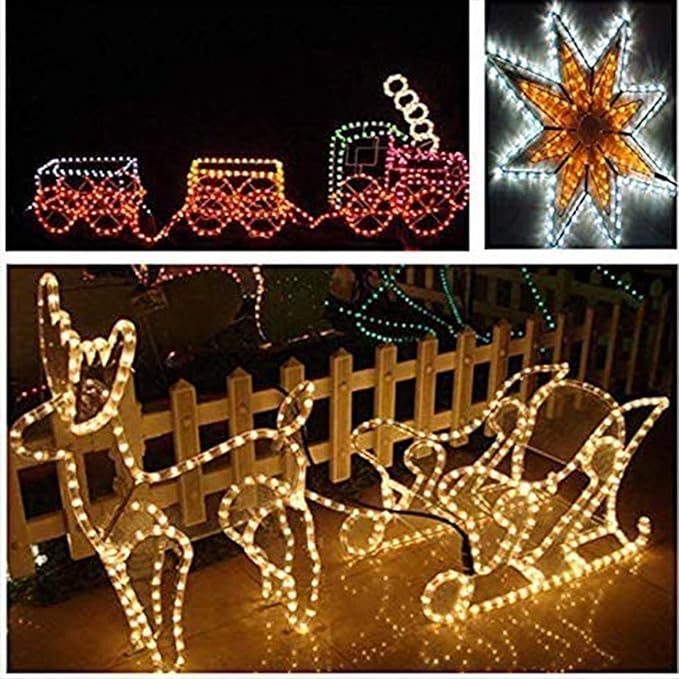 50ft 360 LED Rope Lights Outdoor, Connectable and Flexible Tube Lights with 8 Modes, Waterproof Indoor Outdoor LED Rope Lighting for Deck, Garden, Pool, Patio, Indoor Outdoor Decorations (Warm White) Jnaurb