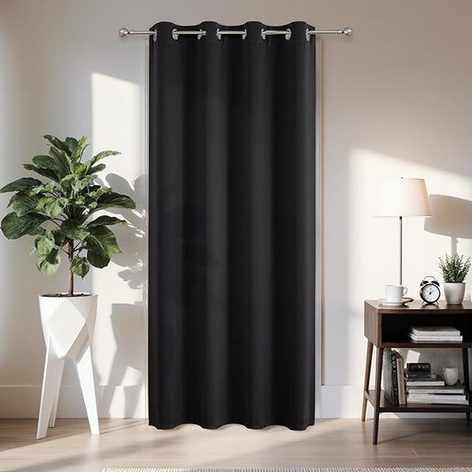 Joydeco Blackout Door Curtain for Doorway Privacy 96 Inches Long, Grommet Closet Curtain for Open Closet, Room Divider for Bedroom Living Room (Black, 52Wx96L, 1 Panel) JOYDECO