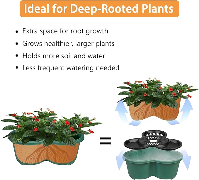 VECELO 5 Tier Vertical Garden Planter, Self Watering Stackable Planters with Wheels for Strawberries, Herbs, Flowers, Vegetables, Dark Green VECELO