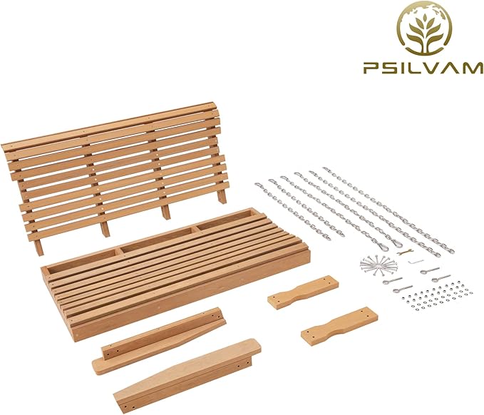 Psilvam Porch Swing, 2-Person Poly Lumber Outdoor Porch Swing, All-Weather Farmhouse Patio Swing That Never Rot and Fade, Suit for Garden, Porch and Park (51" D x 27" W x 23" H) PsilvamGardenFurniture